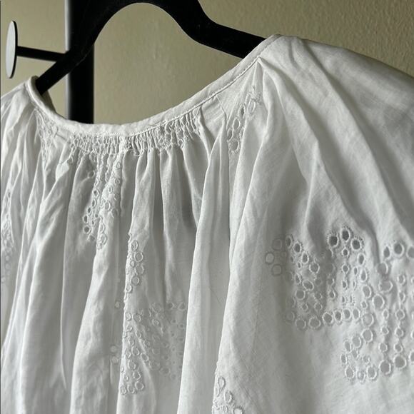NWT FRAME White Eyelet Puff Sleeve Dress - size Large - Picture 13 of 14